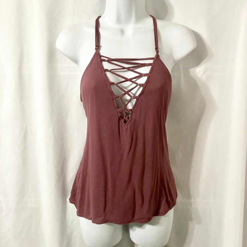 Charlotte Russe Women's S Mauve Lace-Up Cami Top - Picture 2 of 10